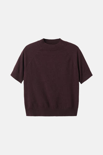 Veste de coton Bordeaux MANGO, avec col rond, manches courtes et fine texture cée.