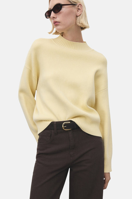 Pull à col rond - jaune