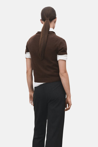 Pull à col en V - brun - MANGO