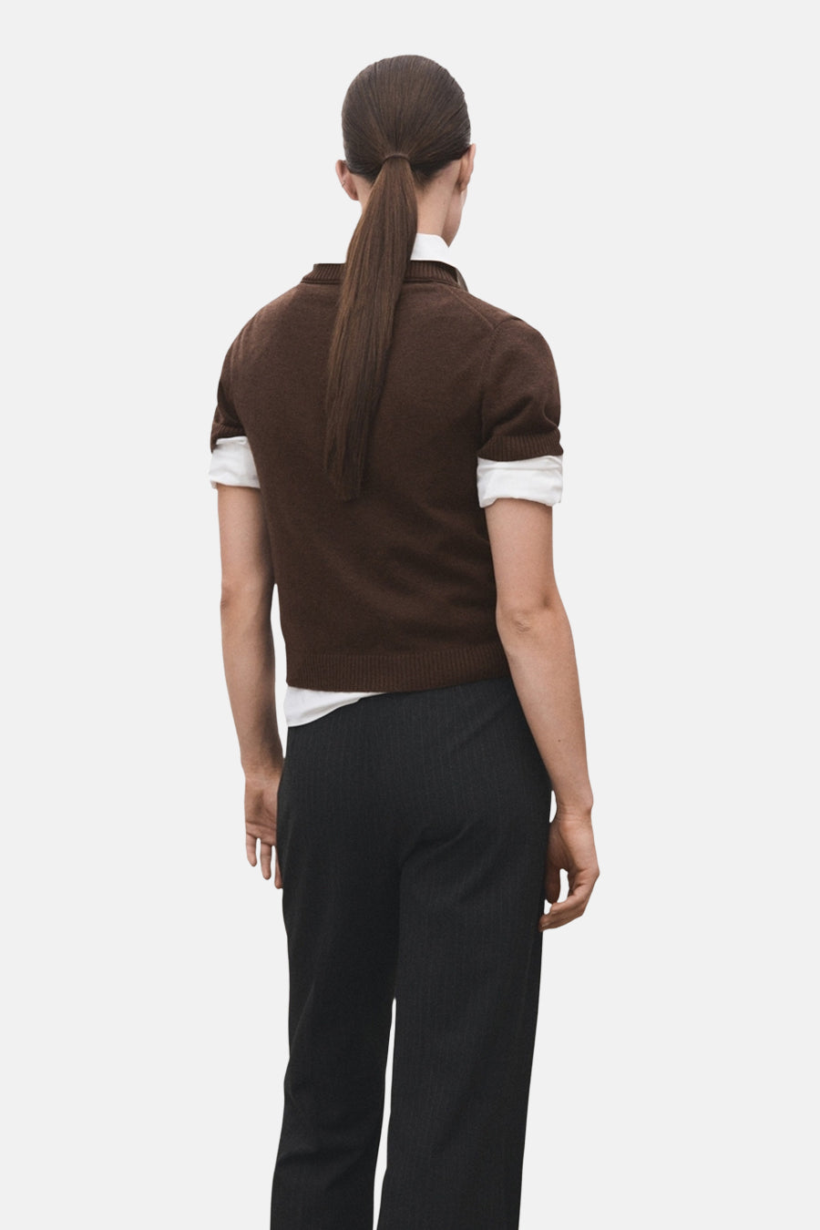 Pull à col en V - brun - MANGO