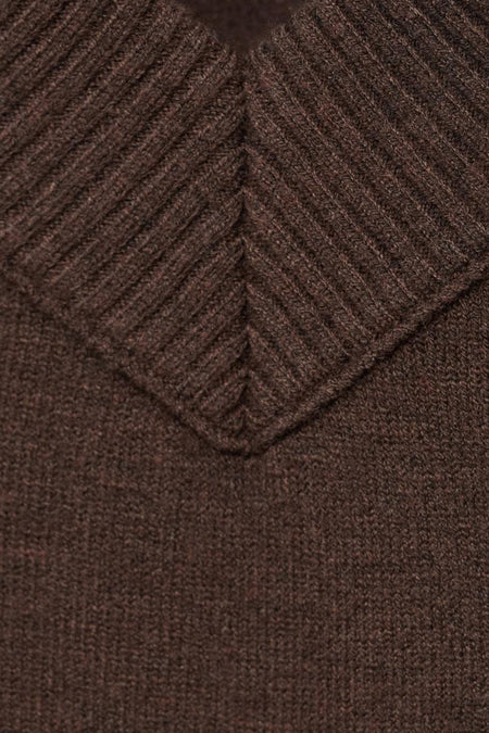 Pull à col en V - brun