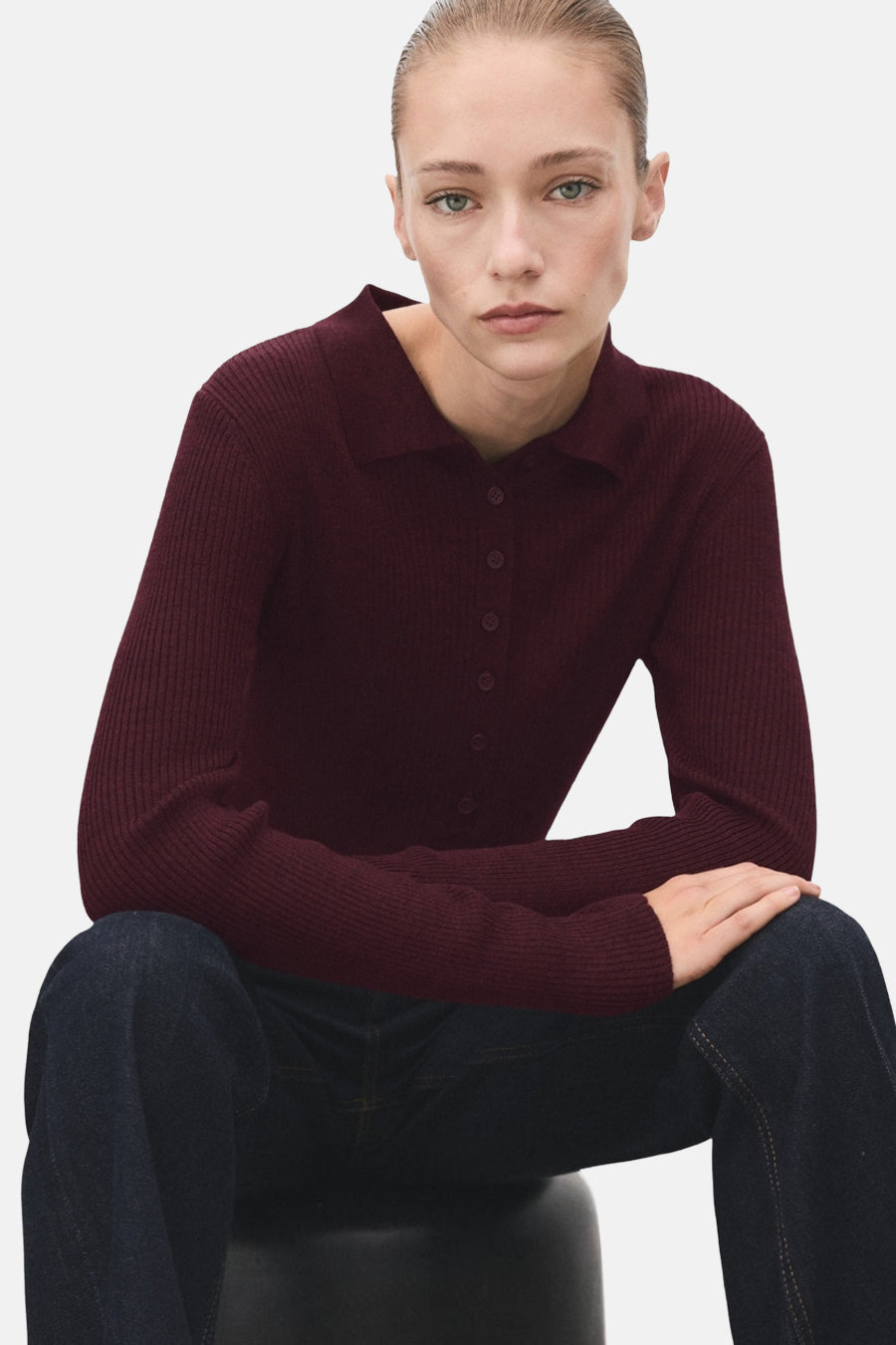 Pull à col rond - bordeaux - MANGO