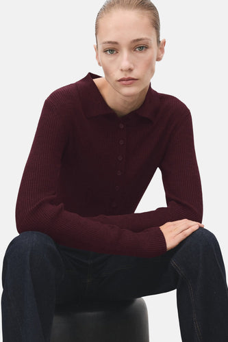 Pull à col rond - bordeaux - MANGO