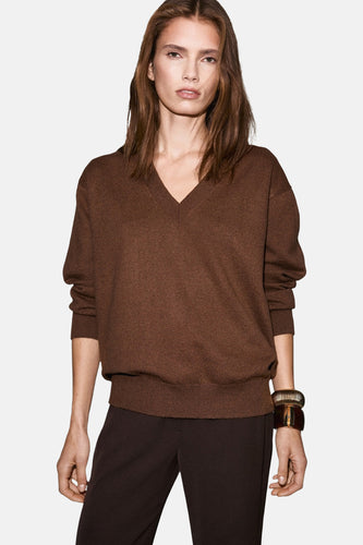 Pull col V brun - MANGO