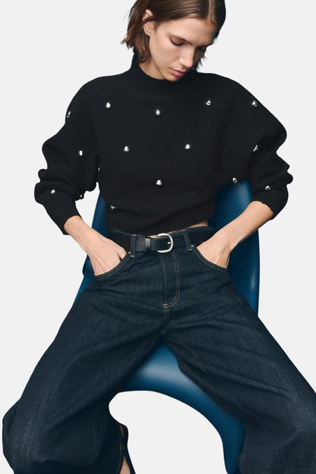 Pull col O noir - MANGO