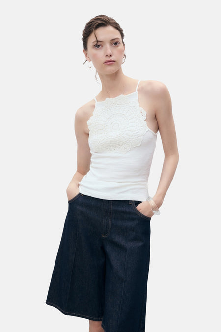 Top (bandes fines) Blanc - MANGO