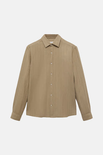 T-shirt kaki à longues manches de MANGO, avec des rayures verticales.