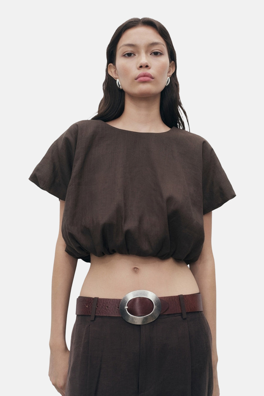 Blouse à manches courtes - brun