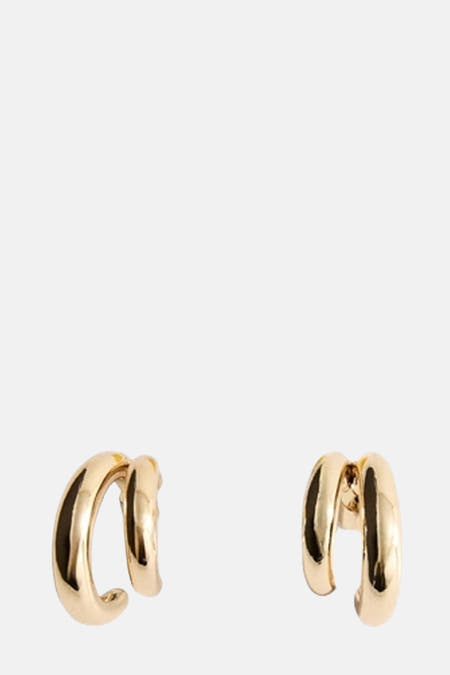 Boucles d'oreilles en or de MANGO, boucles d'oreilles doubles avec une finition brillante.