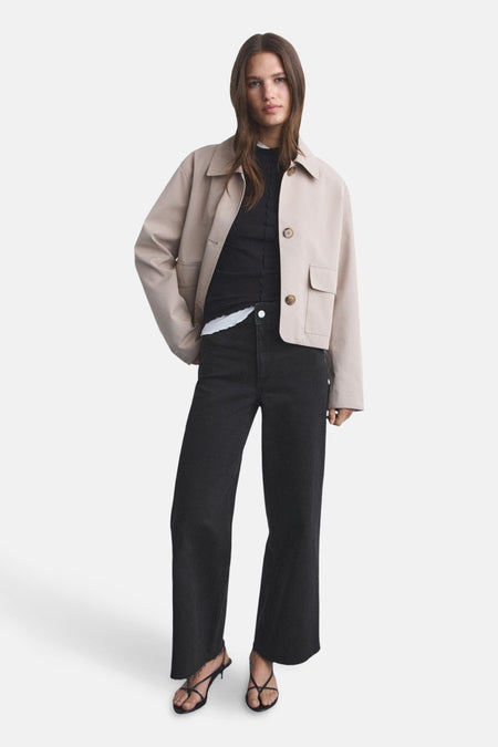 Jeans wide Dark grey denim - MANGO