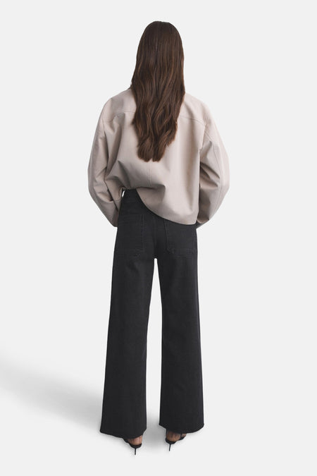 Jeans wide Dark grey denim - MANGO
