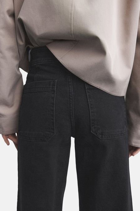 Jeans wide Dark grey denim - MANGO