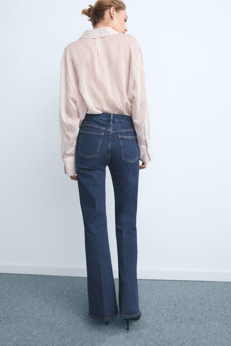 Jeans flared dark blue denim - MANGO