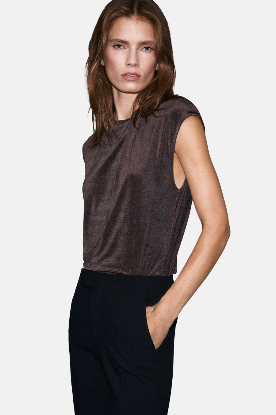 Chemisier (manches courtes) brun - MANGO