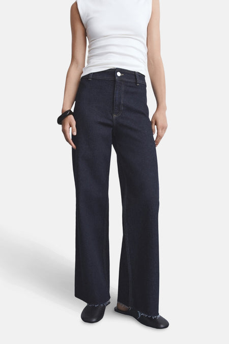 Jeans wide Dark blue denim - MANGO