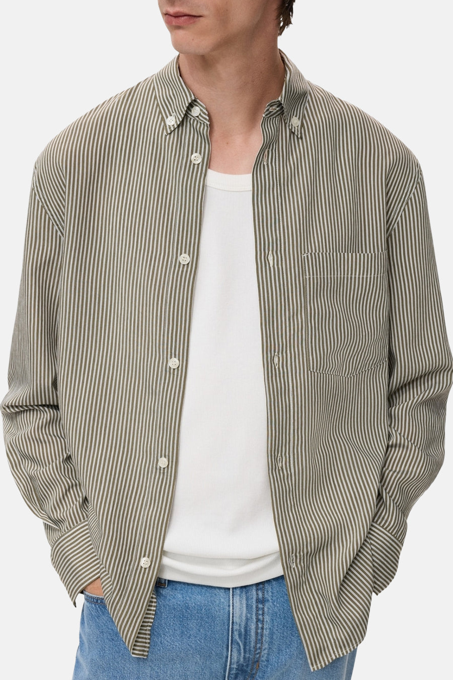 Chemise à manches longues - Kaki - MANGO