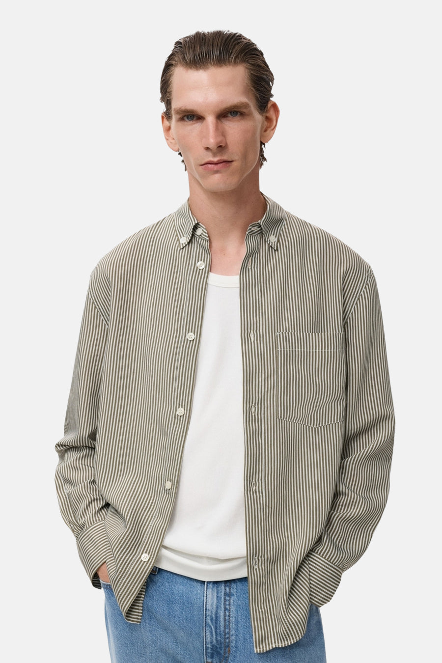 Chemise à manches longues - Kaki - MANGO