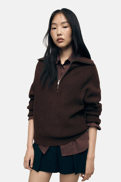 Pull à col roulé - brun