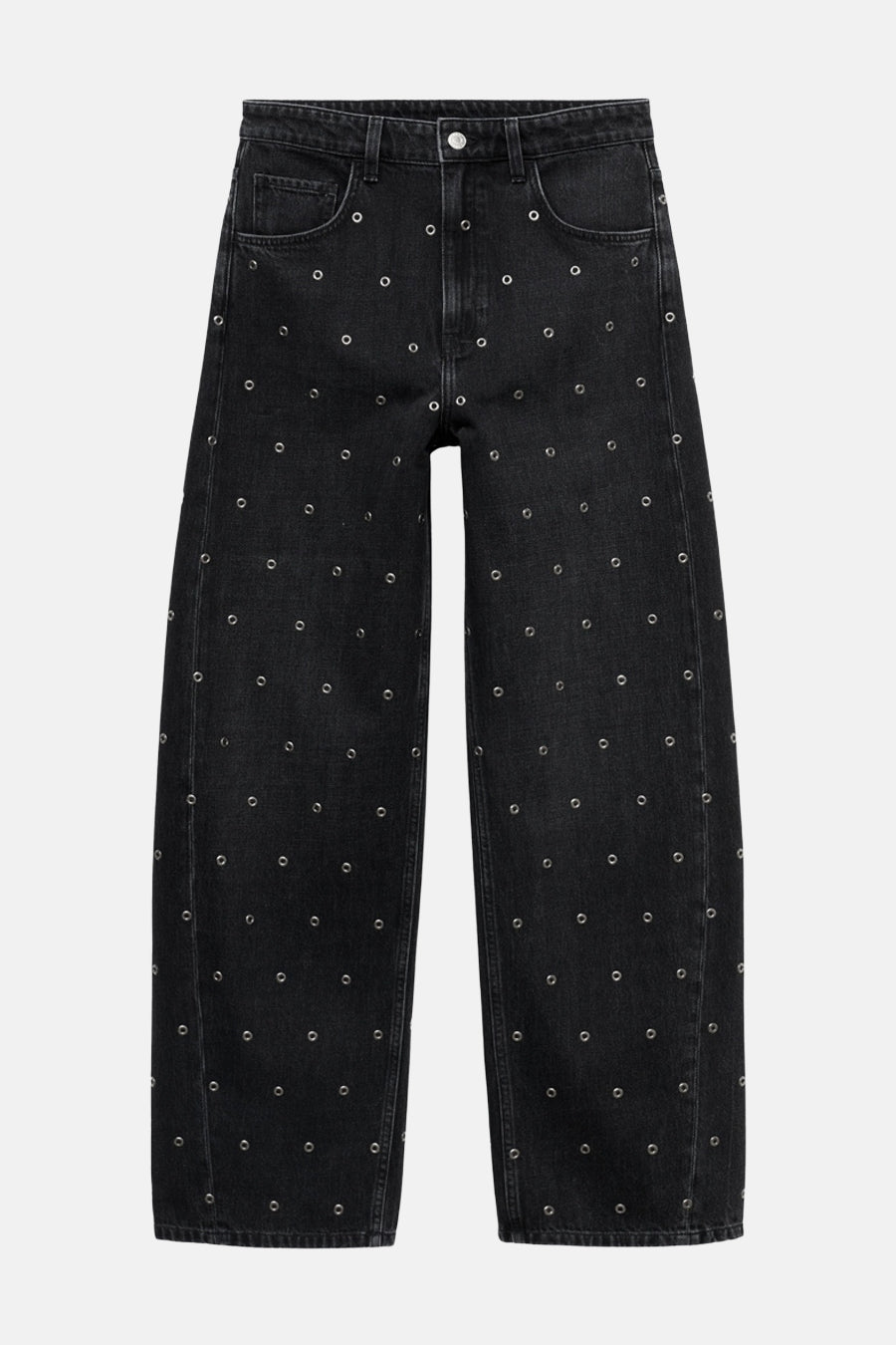 JEANS EYELETS - dark grey denim