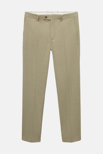 Pantalon de costume vert de MANGOANGO, avec une sub texture texture et des plis.