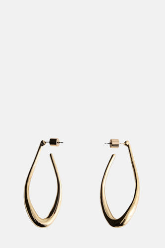 Boucles d'oreilles en or de MANGO, design en forme de goutte avec une finition lisse et brillante et fermoirs.