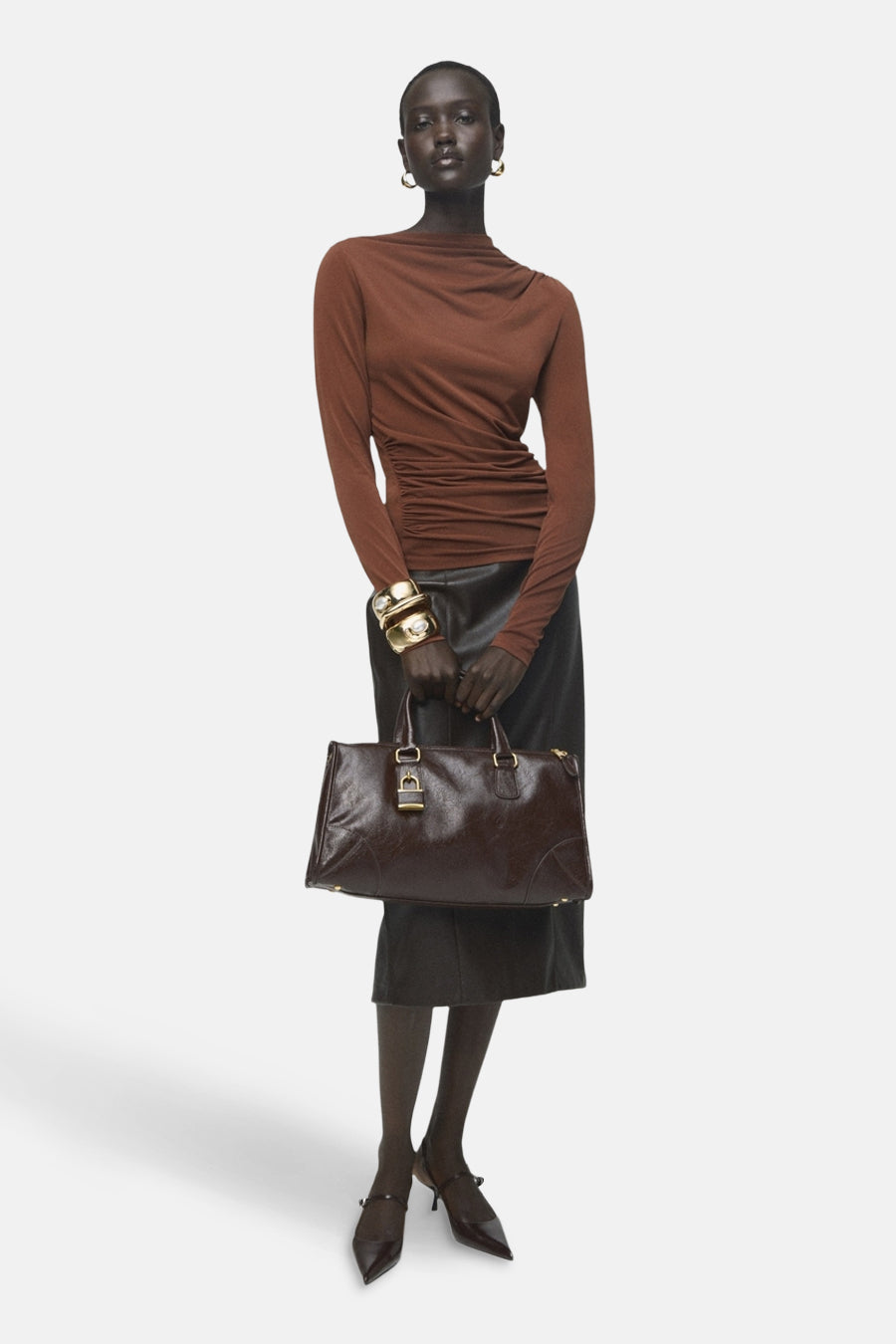 T-shirt à manches longues - brun - MANGO