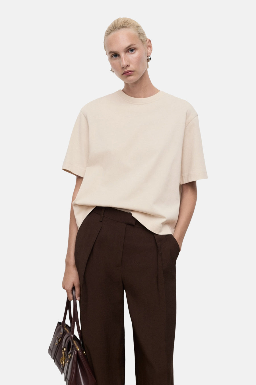 T-shirt à manches courtes - beige - MANGO