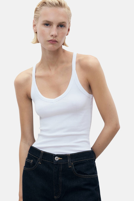 Top (bandes fines) Blanc - MANGO