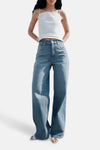 Jeans wide Mid blue denim - MANGO
