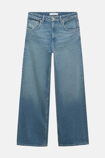 Jeans wide Mid blue denim - MANGO