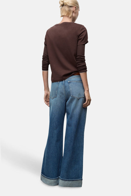 Jeans wide Mid blue denim - MANGO