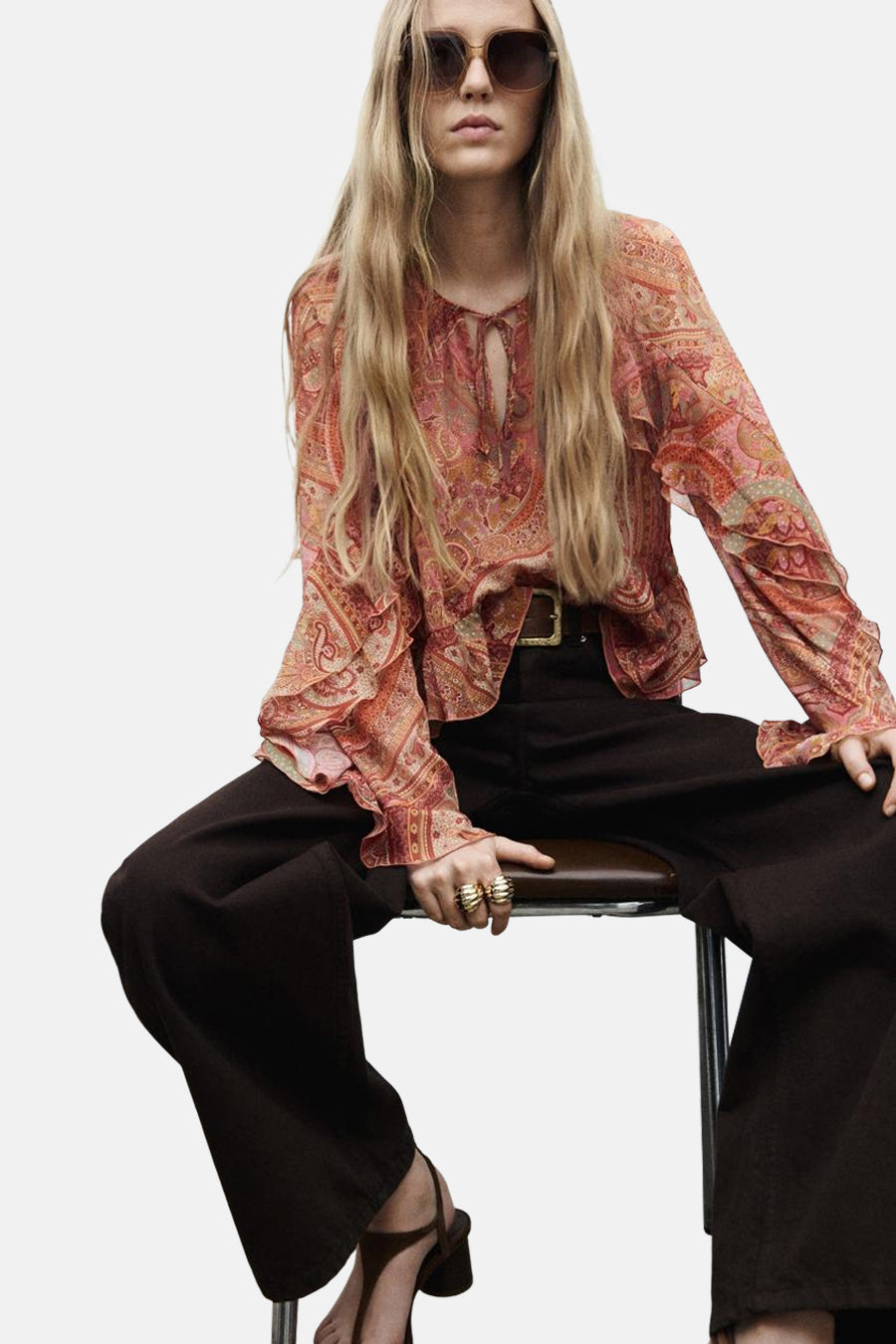 Chemisier (manches longues) multicolore - MANGO - MANGO - 4