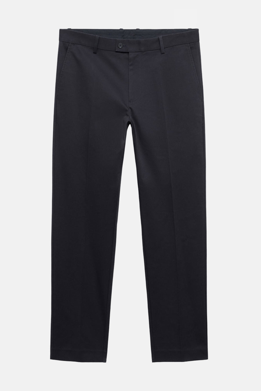 Pantalon bleu marine de MANGO, uni et propre, avec une jambe droite et un boutonnière.