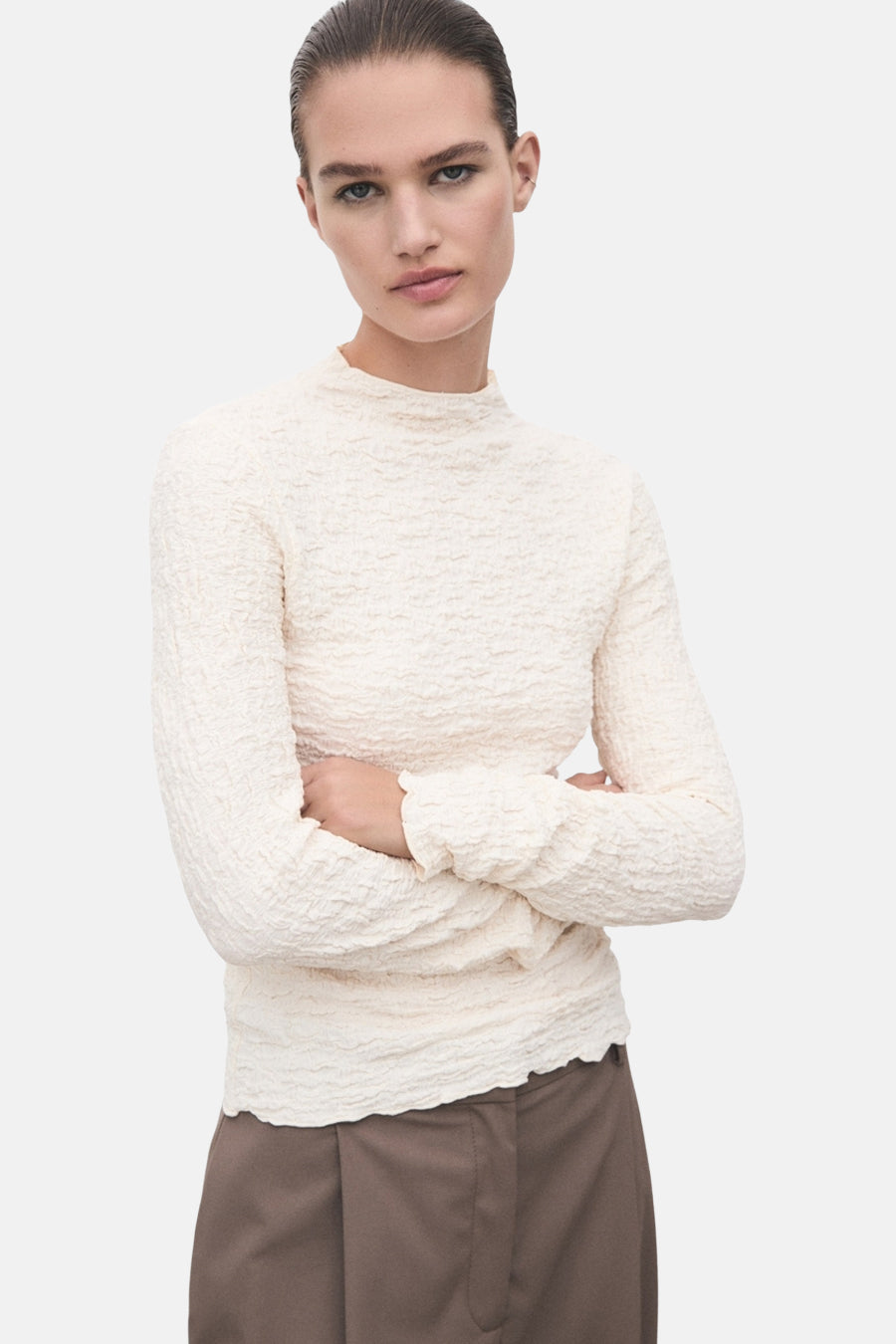 T-shirt à manches longues - beige - MANGO