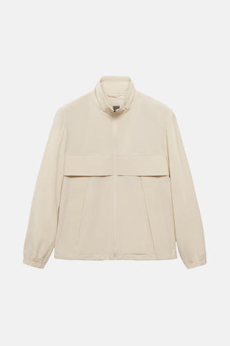 Beige, manteau court de MANGO, avec des manches longues et une fermeture éclair à l'avant.