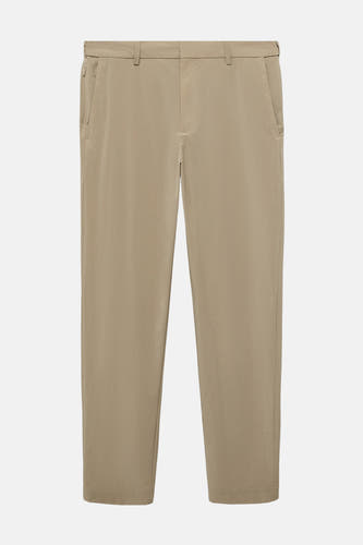 Pantalon beige de MANGO, avec poches et une coupe droite.