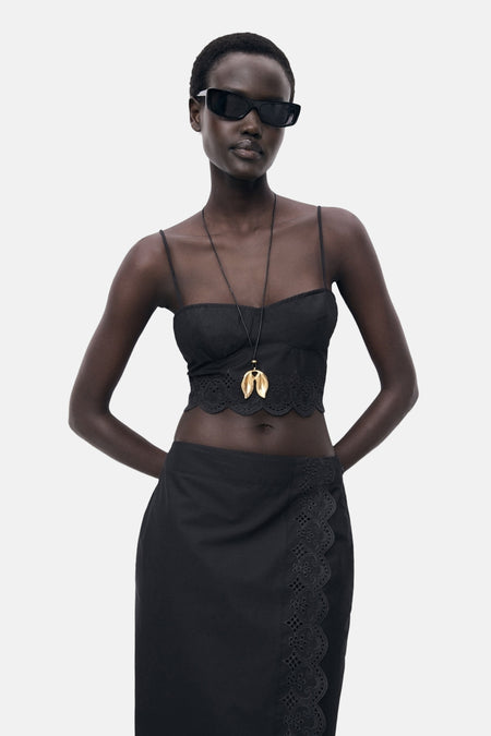 Top (bandes fines) Noir - MANGO