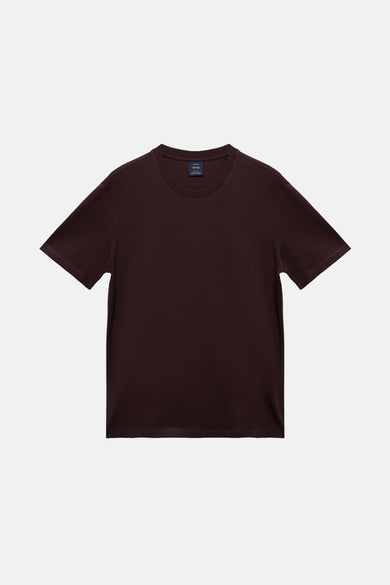 T-shirt Bordeaux à manches courtes de MANGO, couleur unie.