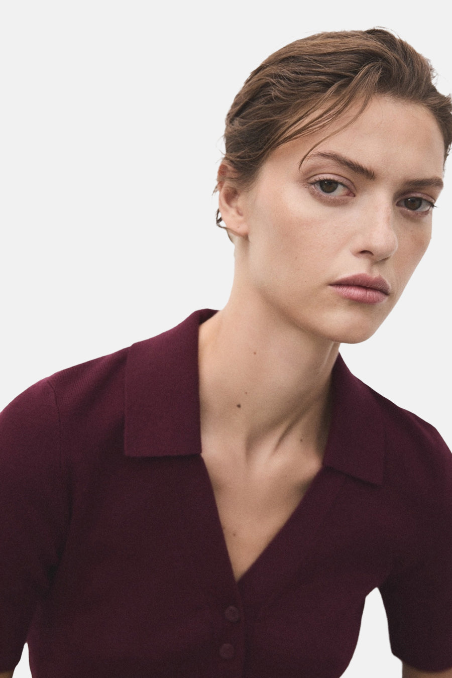 Pull à col rond - bordeaux - MANGO - 4