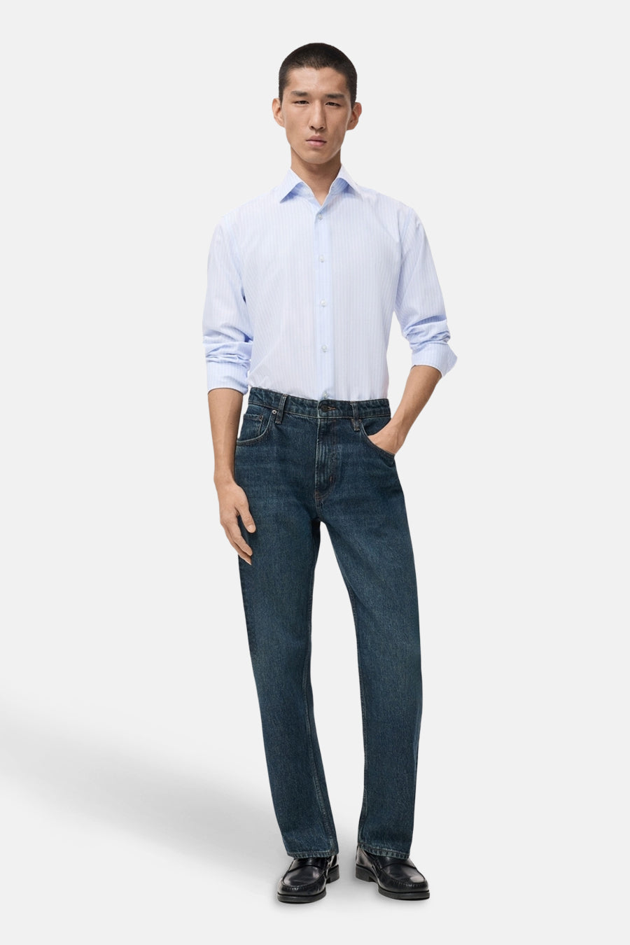 Chemise à manches longues - Bleu - MANGO