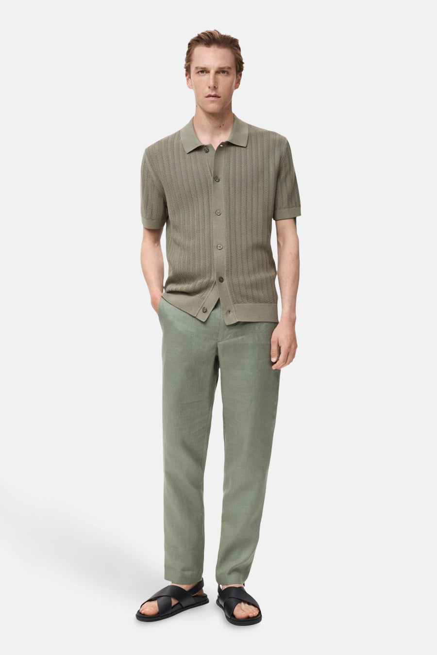 Chemise à manches courtes - Kaki - MANGO