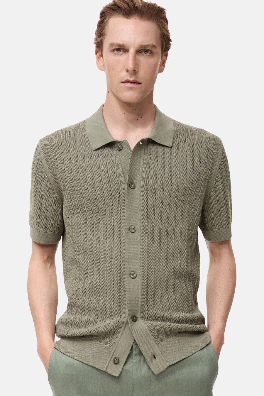 Chemise à manches courtes - Kaki - MANGO