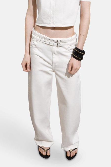 Jeans wide Off white denim - MANGO
