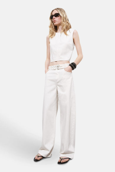 Jeans wide Off white denim - MANGO