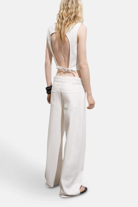 Jeans wide Off white denim - MANGO