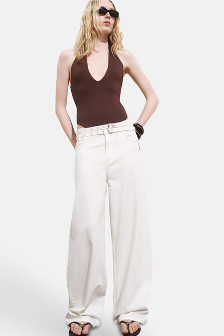 Jeans wide Off white denim - MANGO