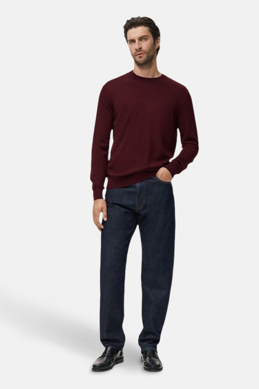 Pull à col rond - bordeaux - MANGO