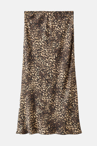 Jupe multicolore de MANGO avec un imprimé animal et une texture lisse.