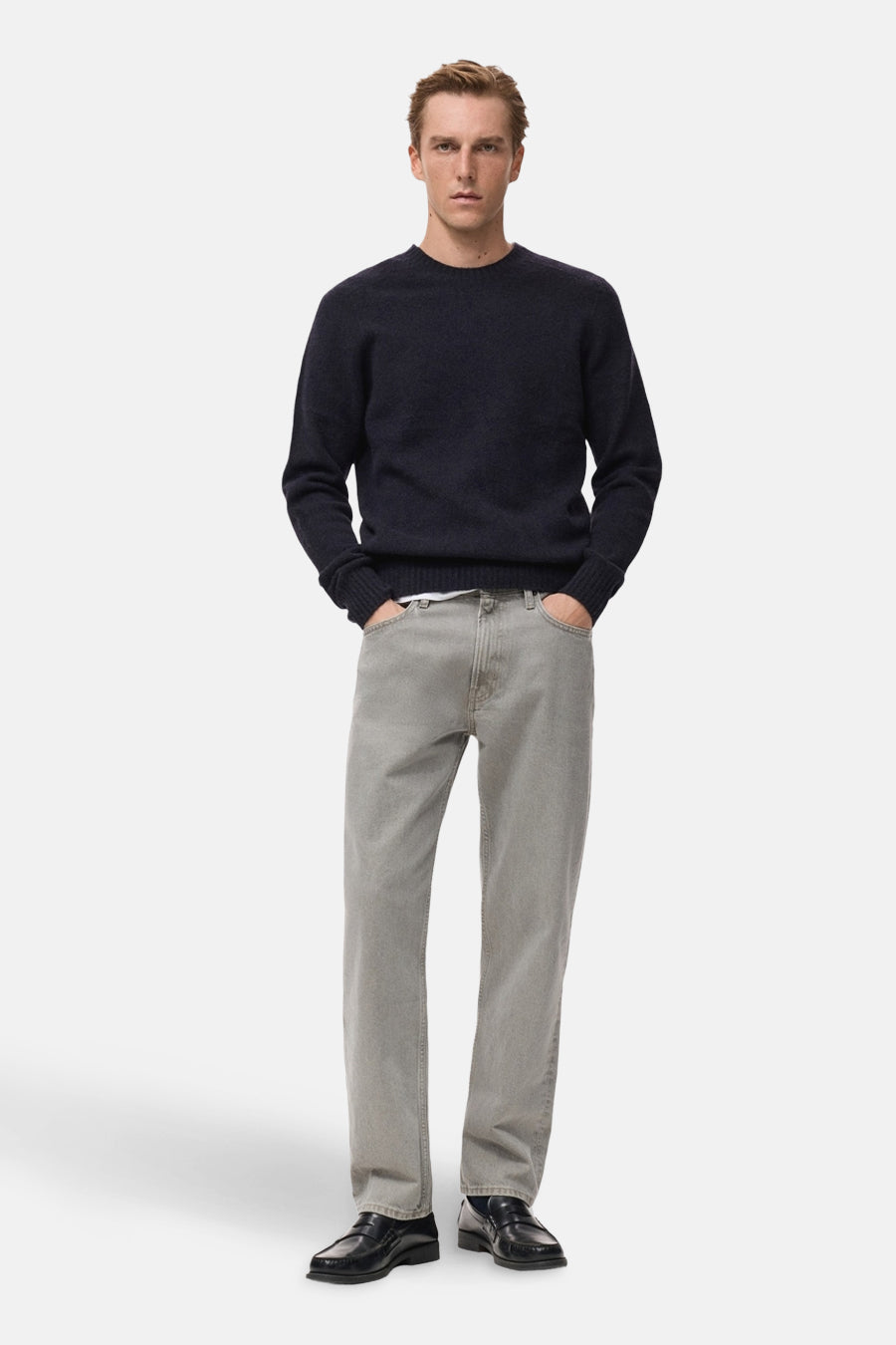 Pull à col rond - Bleu foncé - MANGO