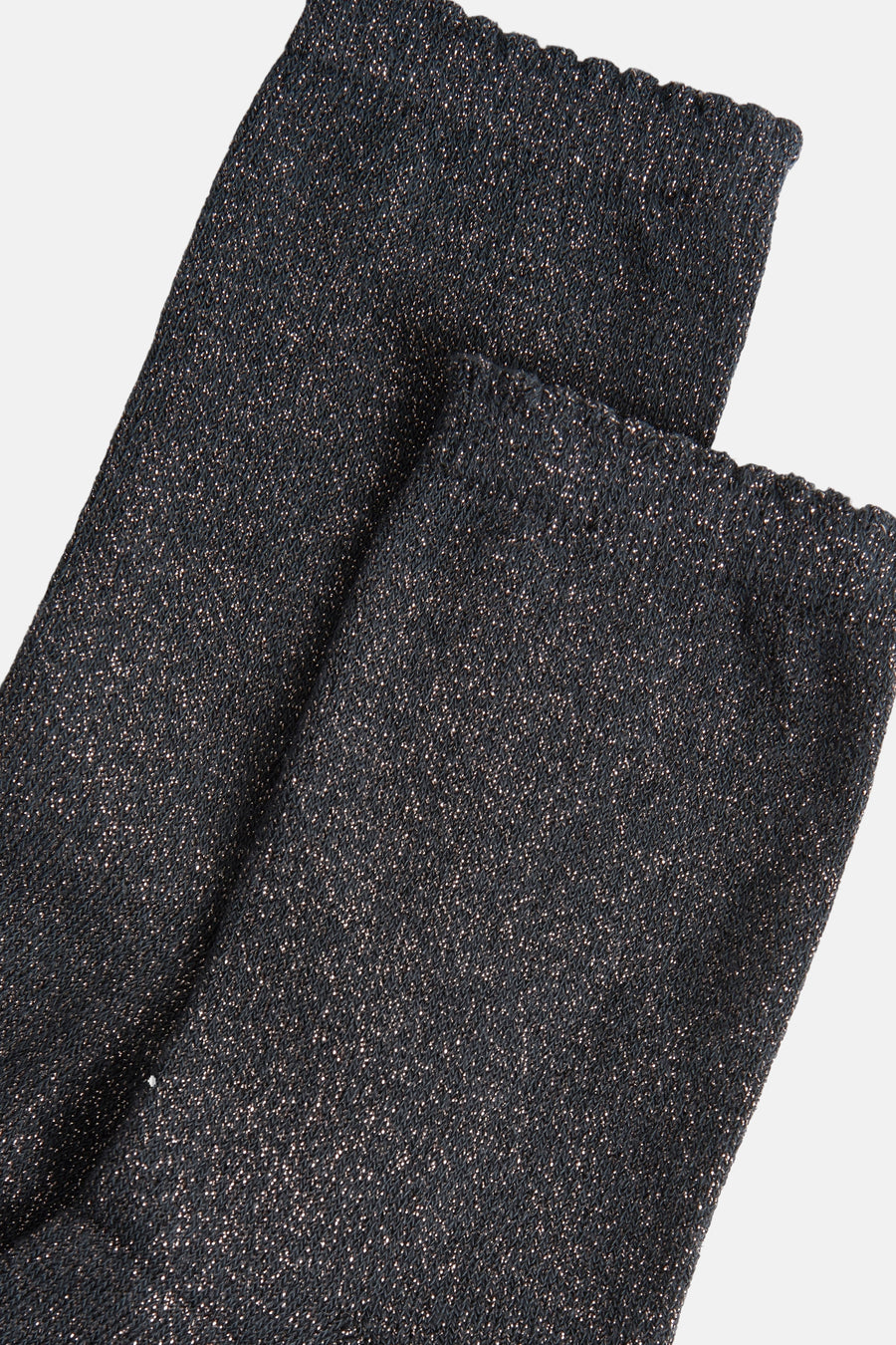 Chaussettes grises de PIECES, avec des paillettes et un bord ondulé.